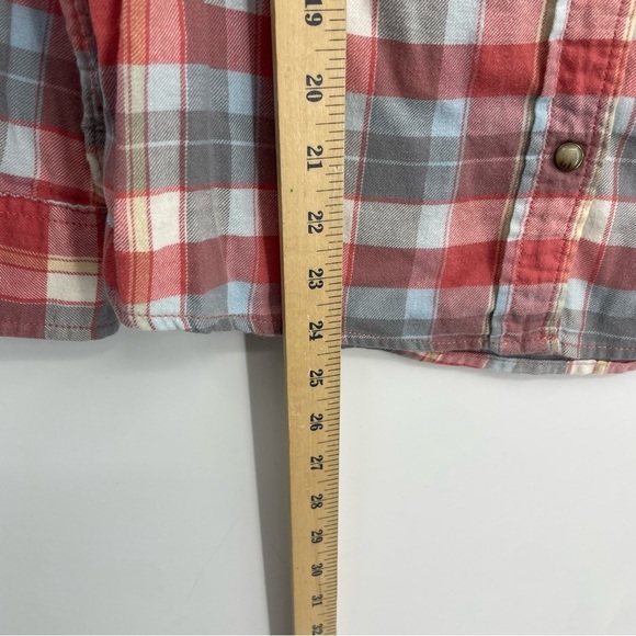 Jachs Girlfriend Plaid Pearl Snap Bea Shirt Sz XS Red gray - Picture 4 of 5